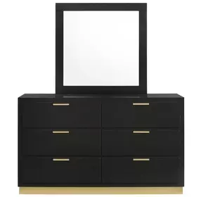 Caraway Black 6 Drawer Dresser with Mirror