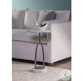 Signature Designs White And Pitted Antiqued Iron Vega Round Spot Table