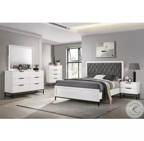 Sonora White Queen Upholstered Panel Bed