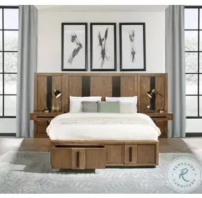Terrace Ash Brown Wall Bed Panel With Nightstand