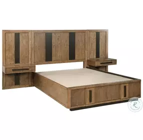 Terrace Ash Brown Wall Panel Platform Storage Bedroom Set