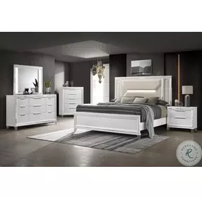 Marmore White Queen Panel Bed