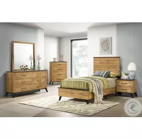 Kaywood Weathered Brown And Natural Pine Twin Panel Bed