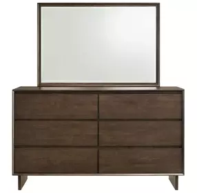 Glenwood Warm Brown 6 Drawer Dresser With Mirror