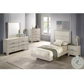 Trenton Rustic Cream Twin Upholstered Panel Bed