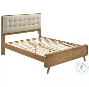 Robyn Light Ash Upholstered Low Profile Platform Bedroom Set