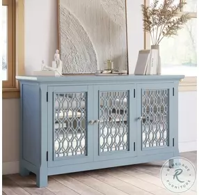 Isabella Blue 54" Mirrored Accent Cabinet