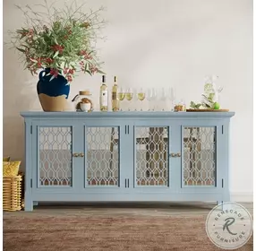 Isabella Blue 69" Mirrored Accent Cabinet