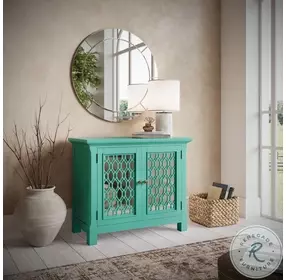Isabella Aqua 38" Mirrored Accent Cabinet