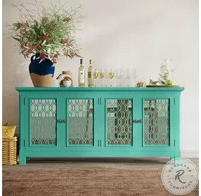 Isabella Aqua 69" Mirrored Accent Cabinet