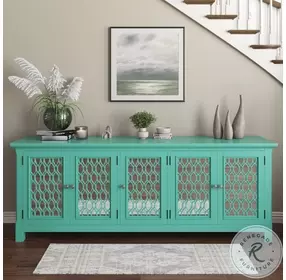 Isabella Aqua 86" Mirrored Accent Cabinet