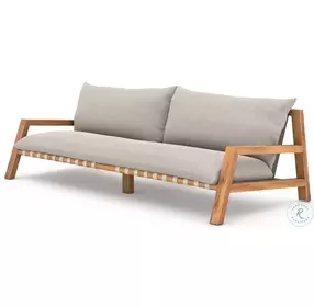 Soren Stone Grey Performance Fabric And Natural Teak Outdoor Sofa