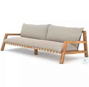 Soren Faye Sand Performance Fabric And Natural Teak Outdoor Sofa