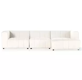 Langham Fayette Cloud Channeled 3 Piece RAF Chaise Sectional