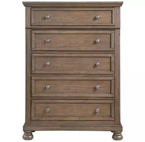 Bethel Wire Brushed Antique Brown 5 Drawer Chest