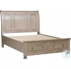 Bethel Wire Brushed Gray Storage Platform Sleigh Bedroom Set