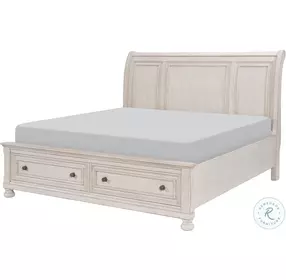 Bethel Wire Brushed White Storage Sleigh Platform Bedroom Set