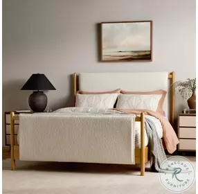 Bowen Sheepskin Natural King Upholstered Panel Bed