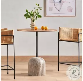 Fay Antique White Marble And Dark Natural Oak Counter Height Dining Table