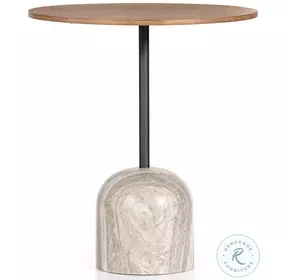 Fay Antique White Marble And Dark Natural Oak Counter Height Dining Room Set