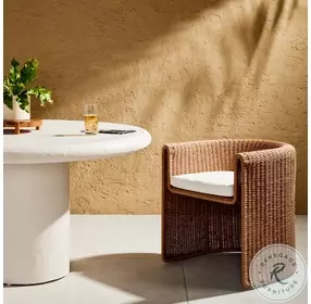 Tucson Stinson White Performance Fabric And Vintage Natural Outdoor Dining Chair