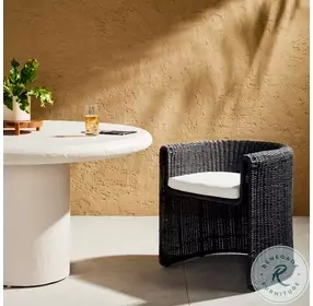 Tucson Stinson White Performance Fabric And Vintage Coal Outdoor Dining Chair