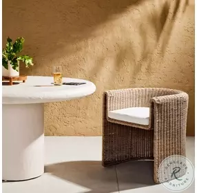 Tucson Stinson Vintage White Performance Fabric Outdoor Dining Chair