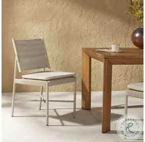 Miller Dove Taupe And Faye Sand Performance Fabric Outdoor Dining Chair