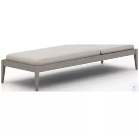 Sherwood Stone Gray and Weathered Gray Performance Fabric Outdoor Chaise