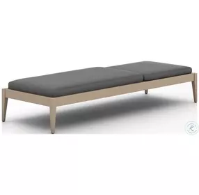 Sherwood Charcoal And Washed Brown Performance Fabric Outdoor Chaise