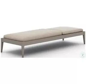 Sherwood Faye Sand and Weathered Gray Performance Fabric Outdoor Chaise