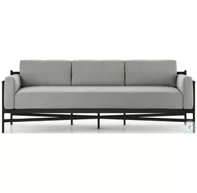 Hearst Bronze And Faye Ash Performance Fabric Ivory Strap Outdoor Sofa