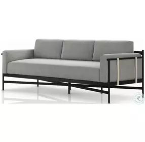 Hearst Bronze And Faye Ash Performance Fabric Ivory Strap Outdoor Sofa