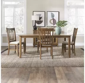 Santa Rosa Antique Honey and Textured Linen Upholstered 5 Piece Extendable Rectangular Dining Set