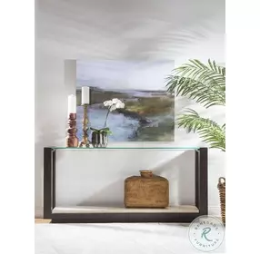 Signature Designs Rich Mocha Brown And Nature Travertine Venerato Console Table