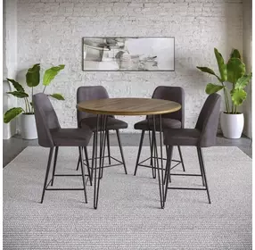 Brennan Dark Brown Upholstered 5 Piece Counter Height Dining Set