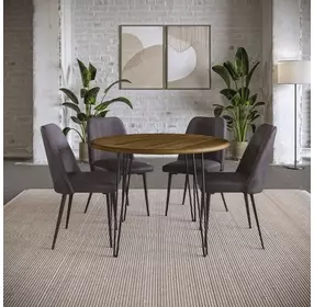 Brennan Dark Brown Upholstered 5 Piece Dining Set