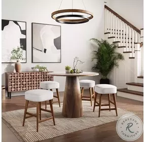 Wes Walnut Upholstery Backless Counter Height Stool Set Of 2