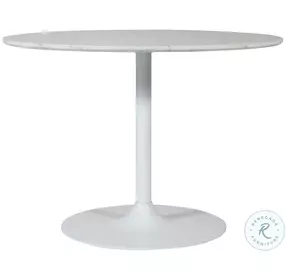 Rowan White Marble 42" Round Pedestal Dining Room Set