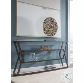 Signature Designs Desert Travertine And Ribbed Brown Adamo Cafe Console Table