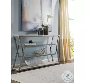 Signature Designs Ribbed Silver Leaf Adamo Console Table