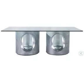 Signature Designs Textured Gray And Silver Leaf Circa Rectangular Dining Room Set
