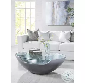 Signature Designs Textured Gray And Silver Leaf Circa Cocktail Table