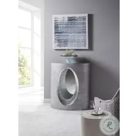 Signature Designs Textured Gray And Silver Leaf Circa Console Table