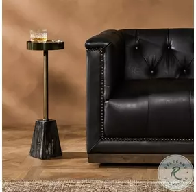 Galen Dark Petrified Wood And Shiny Brass End Table