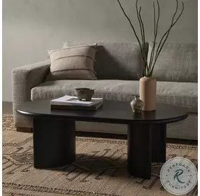 Paden Aged Black Acacia 51" Oval Coffee Table