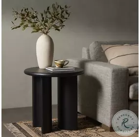 Paden Aged Black Acacia Round End Table