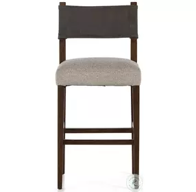 Ferris Nubuck Charcoal Leather Performance Fabric Bar Stool