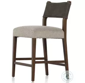 Ferris Nubuck Charcoal Leather Performance Fabric Counter Height Stool
