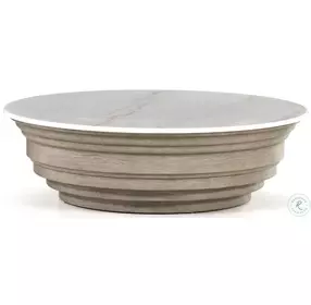 Caldwell White Marble Stone Top Oak Occasional Table Set